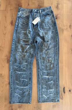 mnml Ultra Baggy Thrashed Denim Jeans Blue